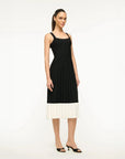 staud ELLISON DRESS BLACK IVORY on figure side