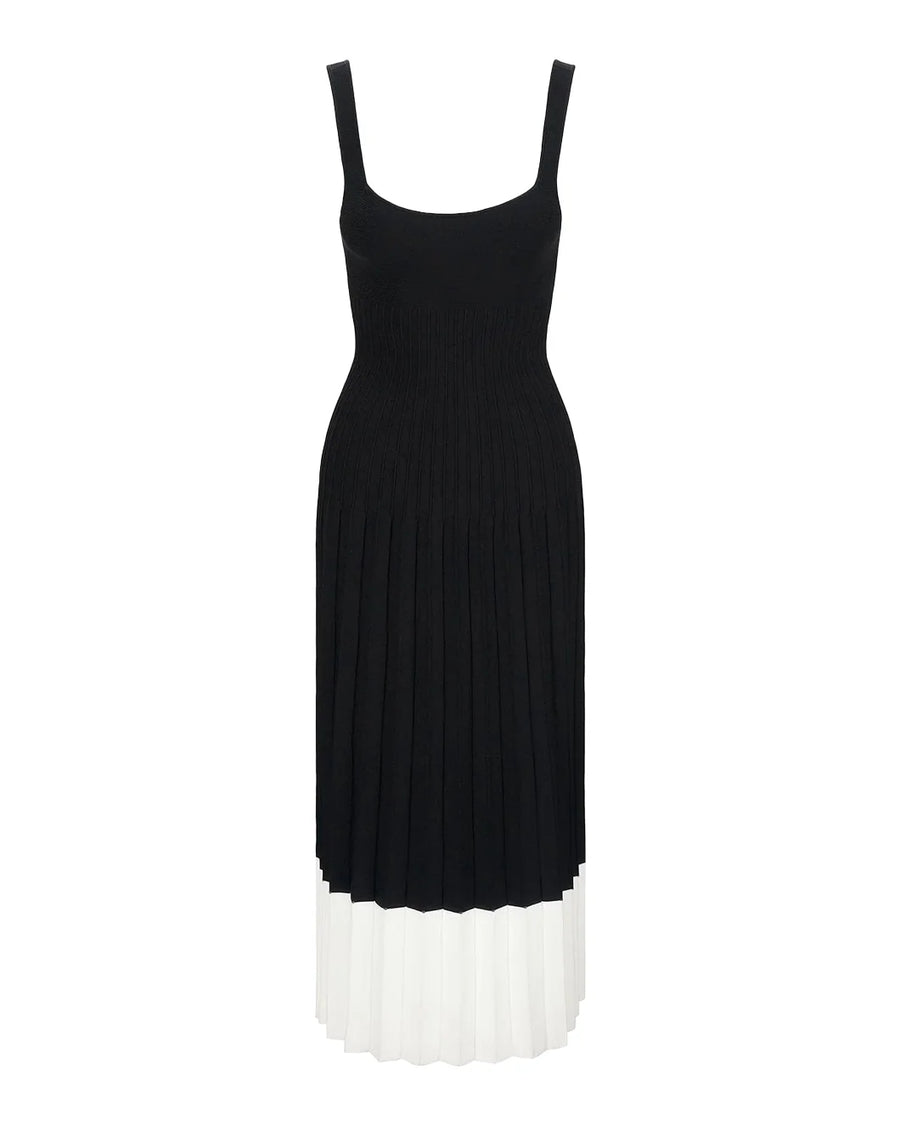 staud ELLISON DRESS BLACK IVORY