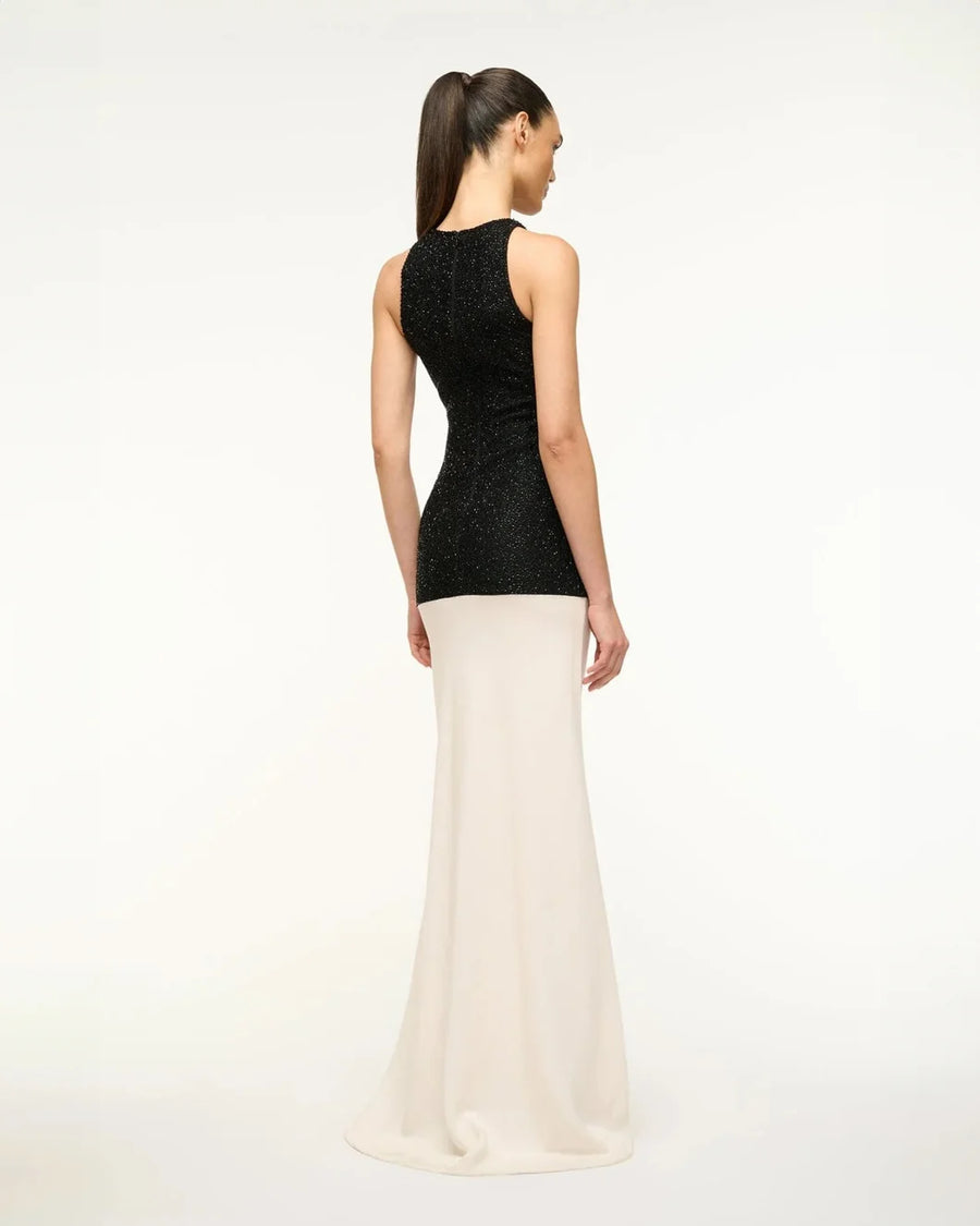 staud GABRIELLE DRESS BLACK IVORY on figure back