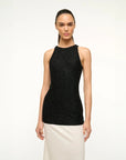 staud GABRIELLE DRESS BLACK IVORY on figure front