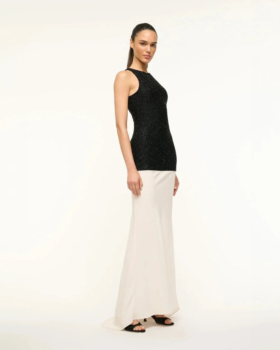 staud GABRIELLE DRESS BLACK IVORY on figure side