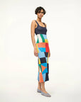 staud katie dress sails up multi color on figure side