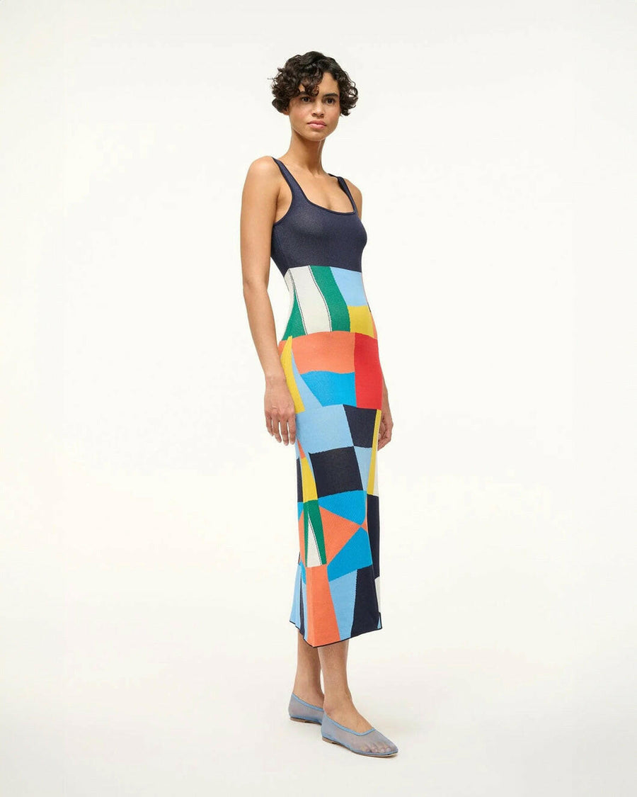 staud katie dress sails up multi color on figure side