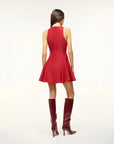 staud Mini Heike Dress rouge red on figure back