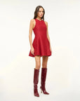 staud Mini Heike Dress rouge red on figure side