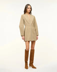 staud Mini Katja Dress birch tan on figure side