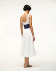 staud rig dress white and navy on figure back