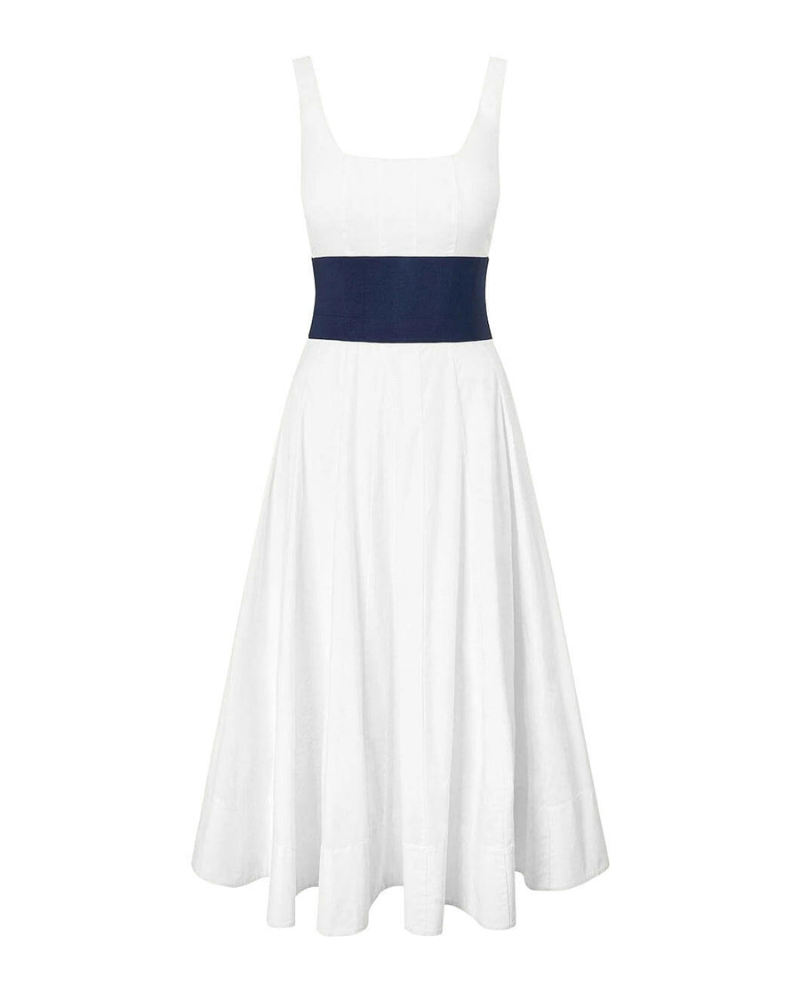 staud rig dress white and navy