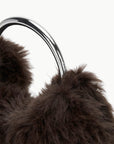 staud romeo faux fur bag espresso handle detail