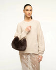 staud romeo faux fur bag espresso on figure