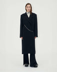 stine goya Straight Long Sleeve Coat black on figure front