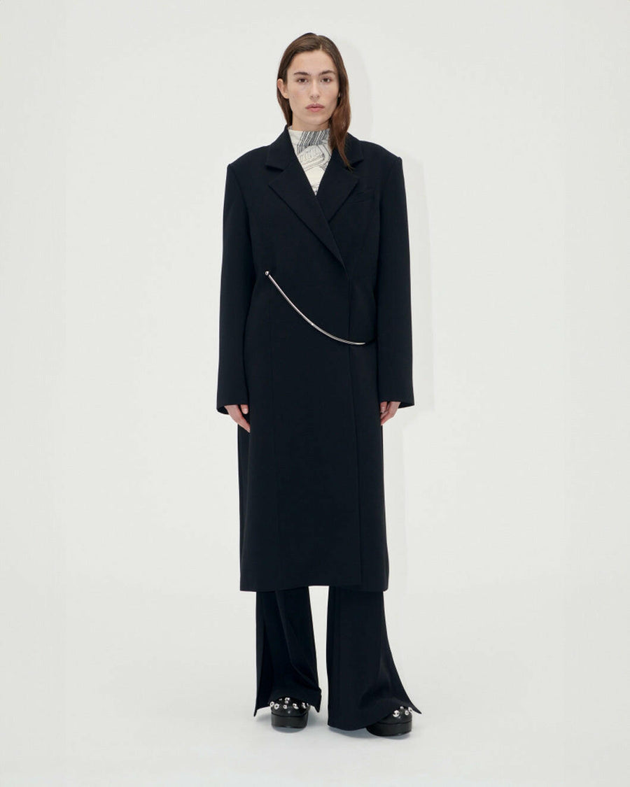 stine goya Straight Long Sleeve Coat black on figure front