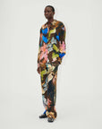 stine goya fatou elasticated long pants floral brown on figure front