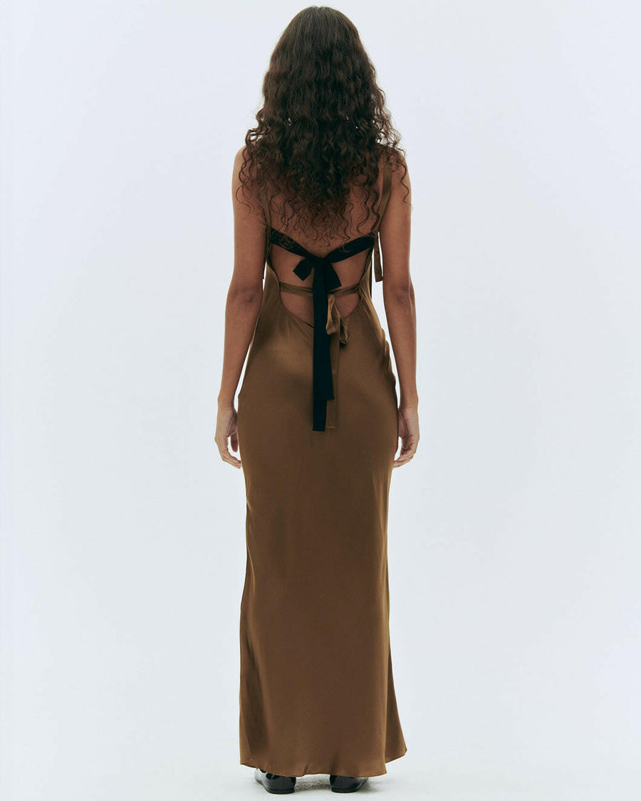 the garment Catania String Dress olive on figure back