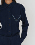 the garment merci shirt dark denim on figure front