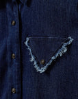 the garment merci shirt dark denim on figure pocket detail