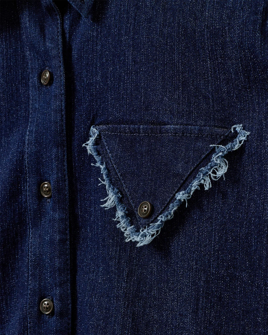 the garment merci shirt dark denim on figure pocket detail