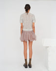 the garment Verbier Pointelle Mini shirt heather grey melange on figure back