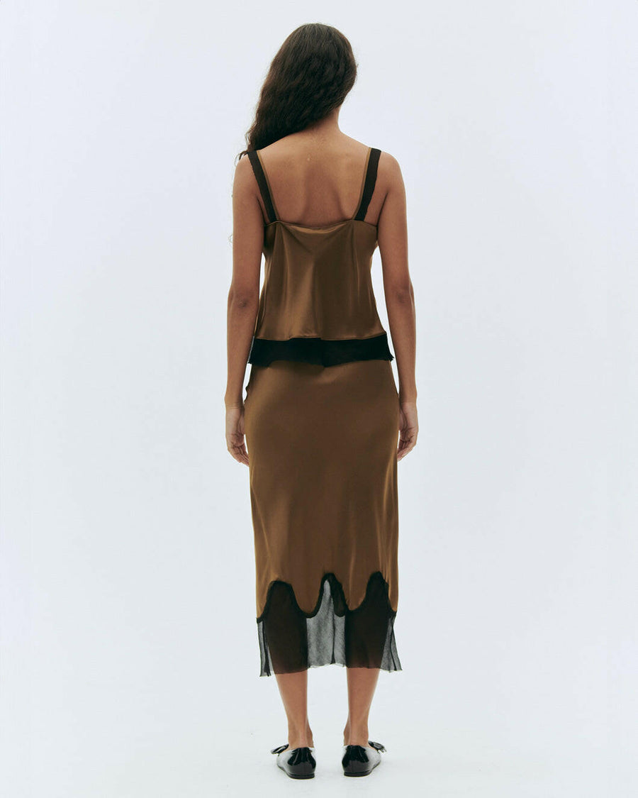 the garment catania midi skirt olive green on figure back