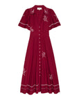 the great the bridge dress with hanky embroidered scarlet red