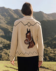 the great The Horse Lodge Cardigan cream on figure back