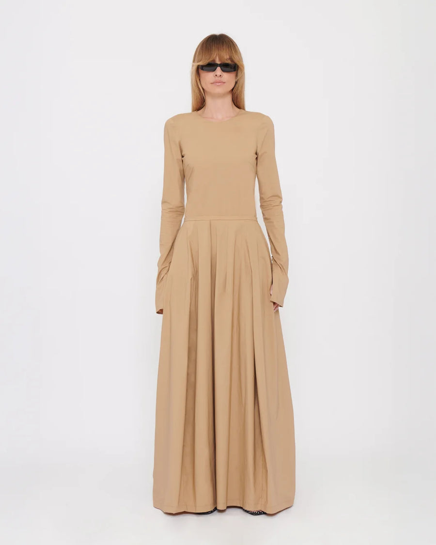 the lastest balla art skirt sand tan front