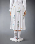 thom browne CLASSIC COTTON LINEN BOTANICAL FLOWER PLEATED SKIRT on figure back