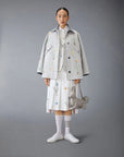 thom browne CLASSIC COTTON LINEN BOTANICAL FLOWER PLEATED SKIRT on figure front