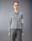 thom browne cotton 4 bar shirt grey on figure front