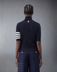 thom browne Fine Merino Wool 4-Bar Relaxed Fit Turtleneck navy on figure back