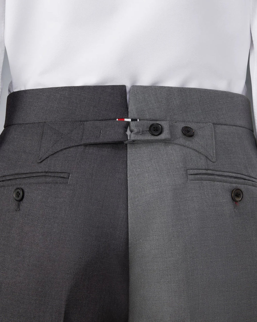 THOM BROWNE Classic Back Strap Trouser Medium Gray on figure back