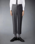 THOM BROWNE Classic Back Strap Trouser Medium Gray on figure front