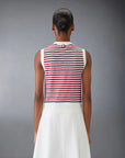 THOM BROWNE Shell Top w Shoulder Vent Striped Linen on figure back