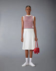 THOM BROWNE Shell Top w Shoulder Vent Striped Linen on figure front