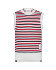 THOM BROWNE Shell Top w Shoulder Vent Striped Linen