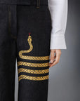 thom browne lunar new year denim trouser on figure front detail