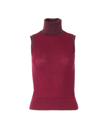 thom browne Sleeveless Turtleneck with Contrast Trims red