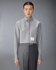 thom browne classic cropped round collar shirt grey with classic backstrap trouser