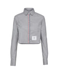 thom browne classic cropped round collar shirt grey