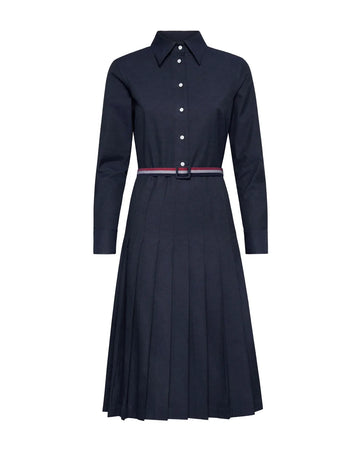 THOM BROWNE Knee Length Pleated Dress Navy