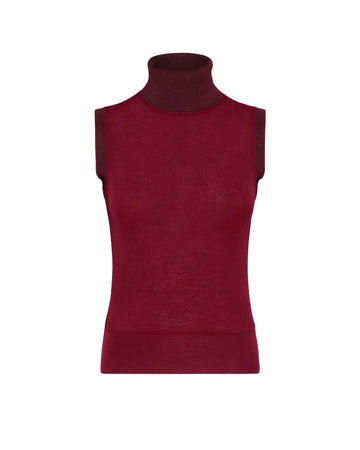 thom browne Sleeveless Turtleneck with Contrast Trims red