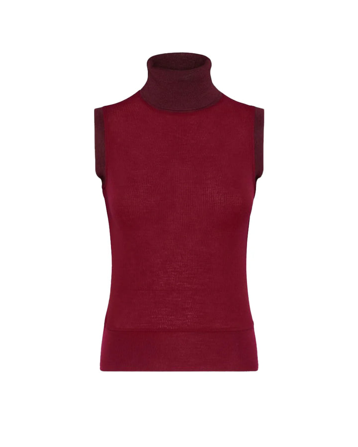 thom browne Sleeveless Turtleneck with Contrast Trims red