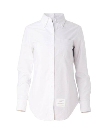Thom Browne classic button down point collar shirt in funmix oxford white and grey