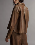 twp Average Joe Top in Paper Leather cigar brown on figure back