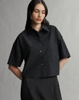 twp hazlewood top black on figure front