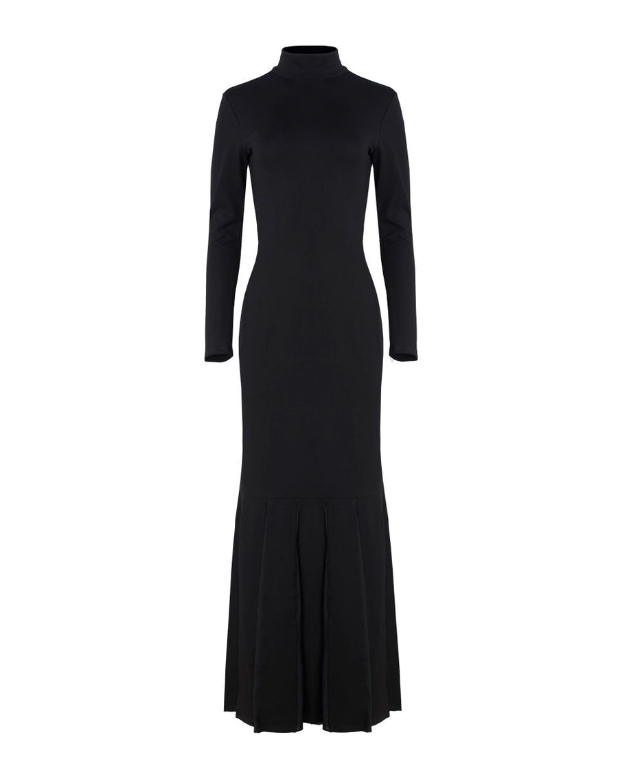 victor glemaud long sleeve mock neck gown black