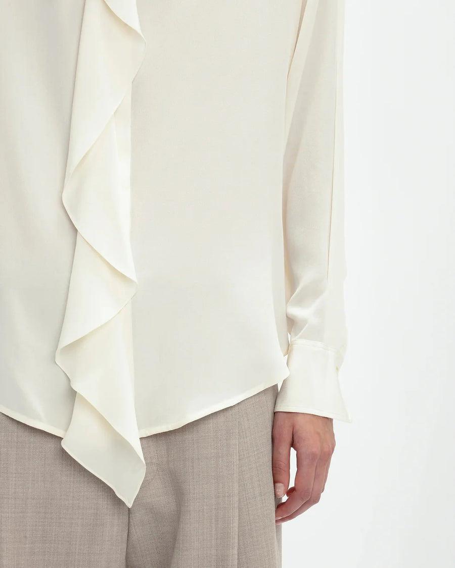 victoria beckham ruffle detail blouse ivory hem