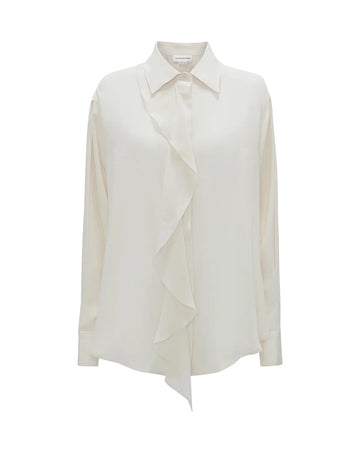 victoria beckham ruffle detail blouse ivory