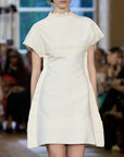 VICTORIA BECKHAM cap sleeve embroidered mini dress antique white runway detail