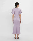 victoria beckham gathered v neck midi dress petunia on figure back